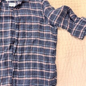 Frank & Eileen “Eileen” Navy and Pink Plaid linen flannel button up Shirt